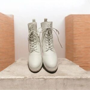 MIA Light Tan Lace-Up Heeled Boots